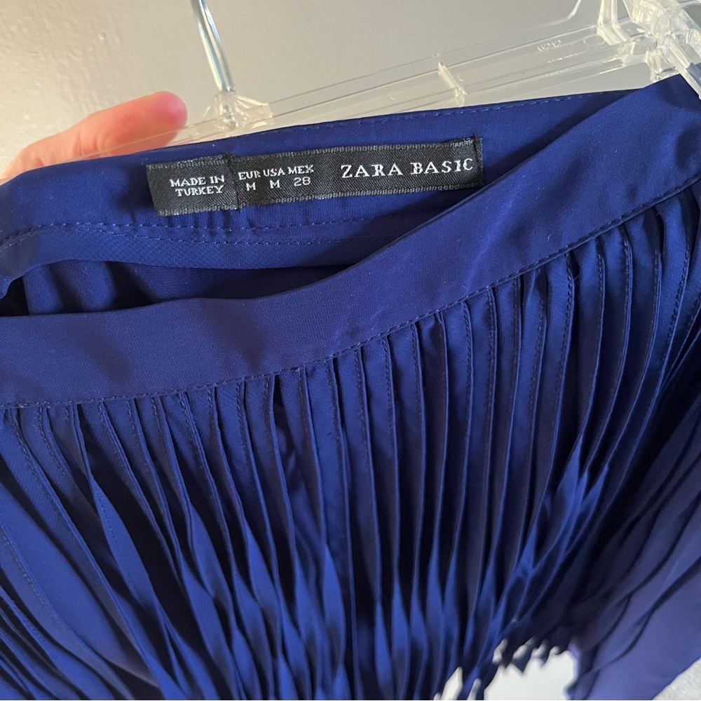 Zara Vibrant Blue Fringe Mini Skirt - Picture 2 of 2